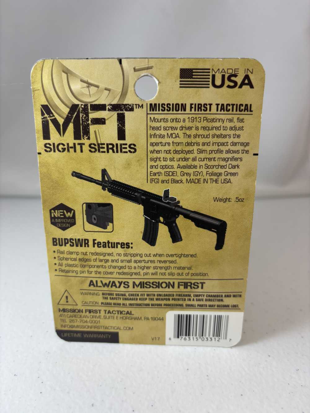 Mission First Tactical Polymer Flip Up Rear Sight-img-1