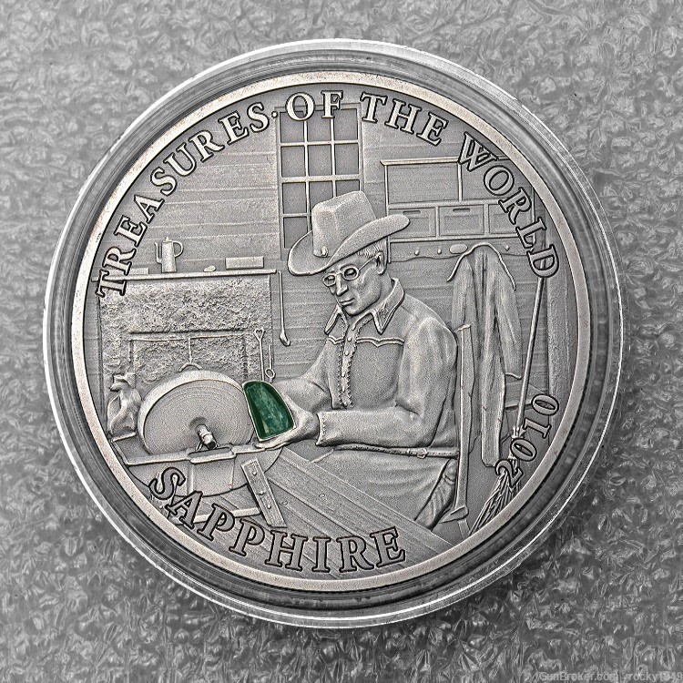 2010 Palau $5 - Treasures of the World - Sapphire issue silver coin-img-0