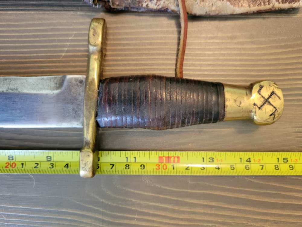 WWII German Theater Made NZI Bowie Knife w/Org Sheath-img-0