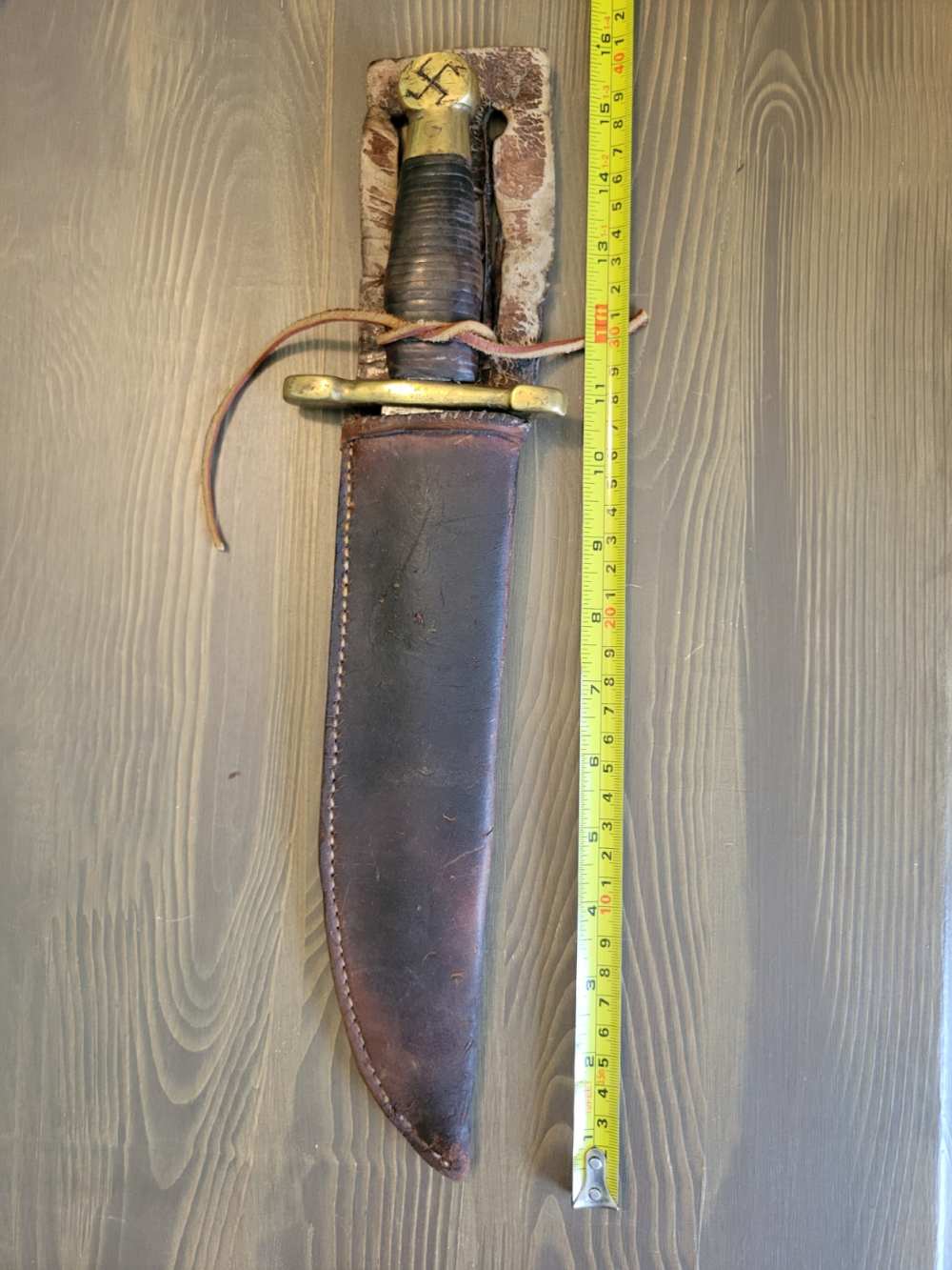 WWII German Theater Made NZI Bowie Knife w/Org Sheath-img-3