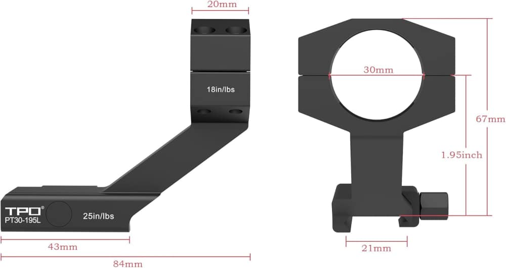 30mm cantilever rings Extra High 2 Inch Height Picatinny rail mount Offset -img-3