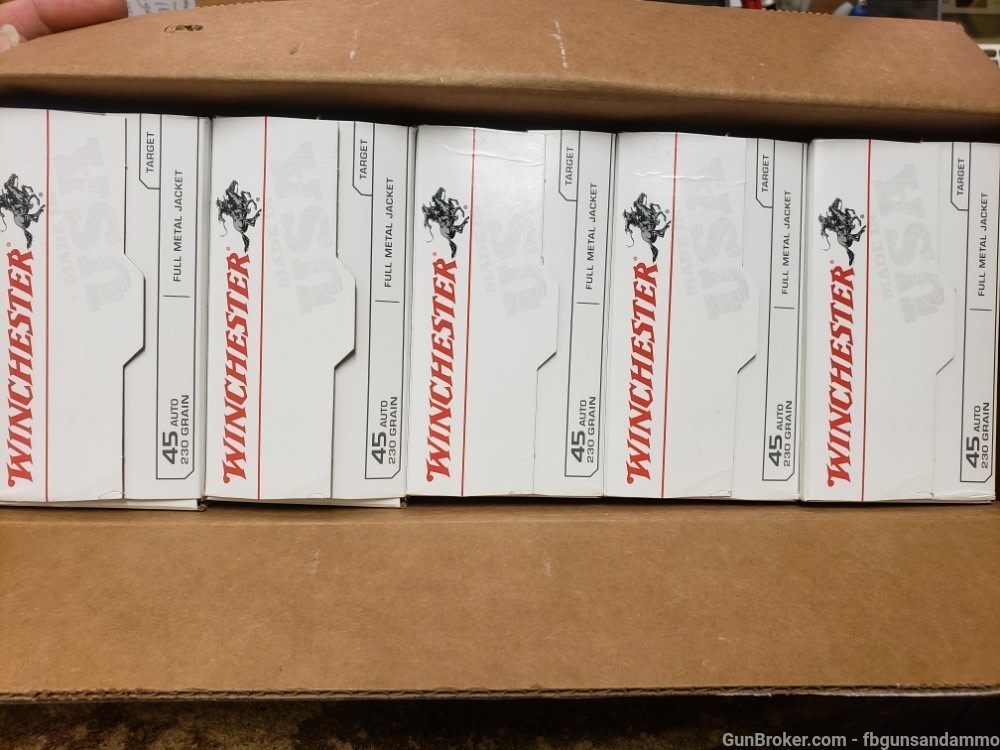 IN STOCK! NEW 500 ROUNDS WINCHESTER .45 ACP 230 FMJ BRASS CASE 45ACP NIB-img-0