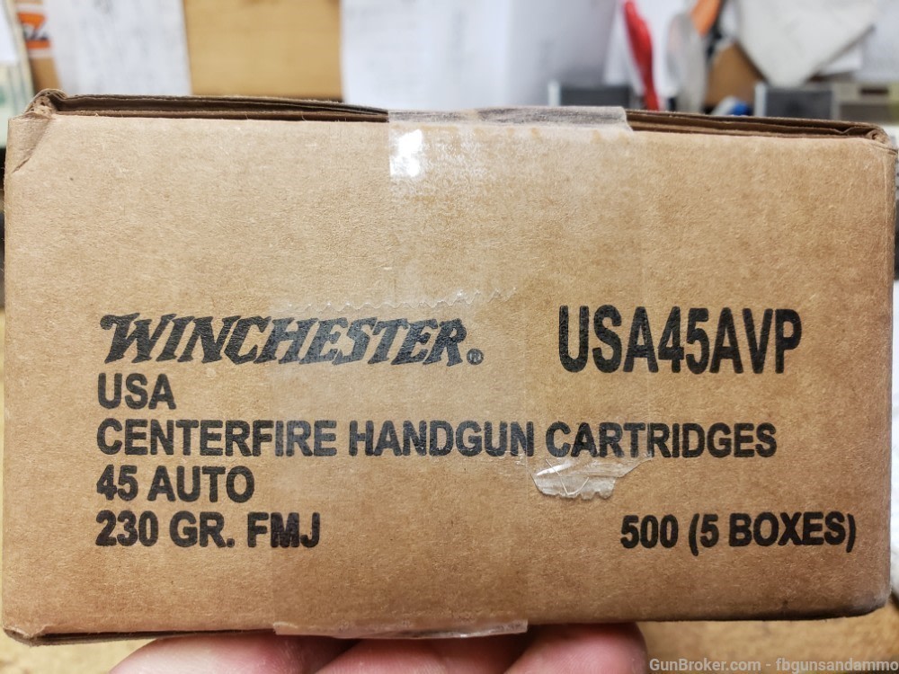 IN STOCK! NEW 500 ROUNDS WINCHESTER .45 ACP 230 FMJ BRASS CASE 45ACP NIB-img-1