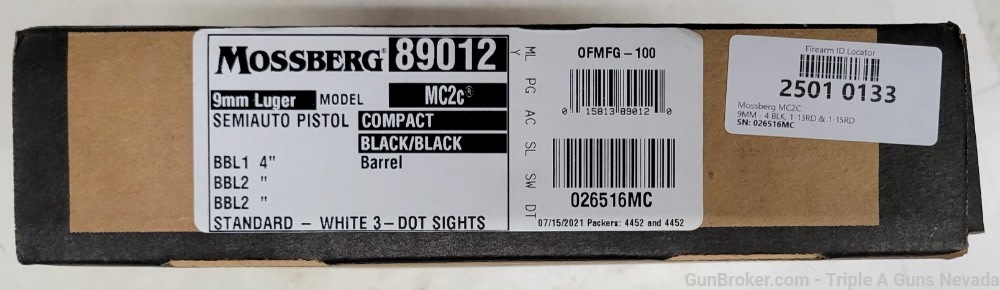 Mossberg MC2C 9mm 3.9in barrel 13rd&15rd magazine 89012-img-10