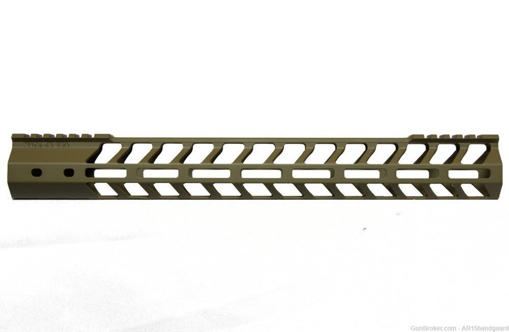 AR10 LR-308 15" Mlok Handguard HIGH Profile Cerakote FDE Partial top cut-img-0