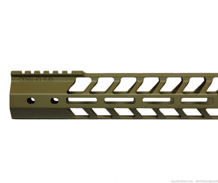 AR10 LR-308 15" Mlok Handguard HIGH Profile Cerakote FDE Partial top cut-img-1