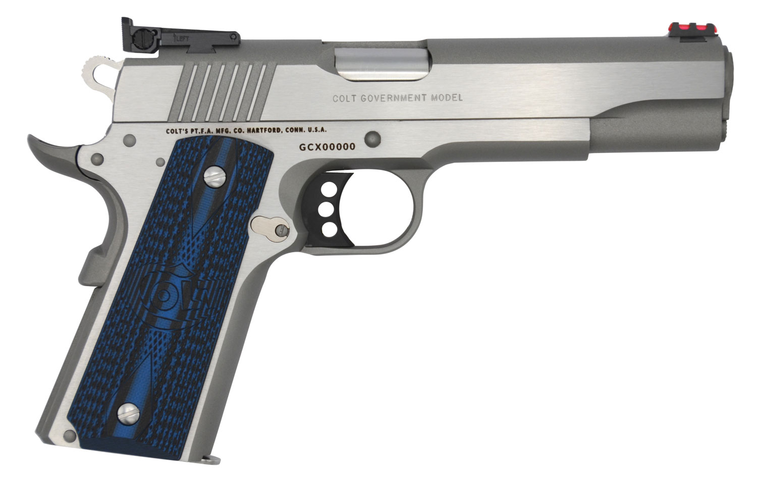 Colt Mfg Gold Cup Lite 38 Super Pistol 5 Stainless Steel And Blue Scalloped-img-1