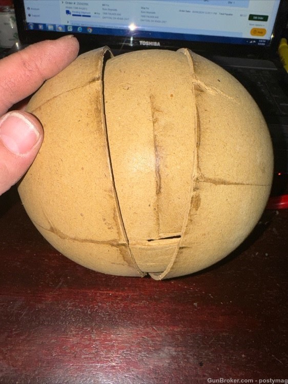 6" FIREWORK SHELL -nesting - MORTAR CANNON BALL  BLACK POWDER PYROTECHNICS -img-2