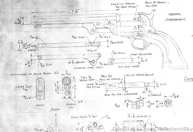 Colt 1851 Navy Pistol Drawings, Blueprints!-img-0
