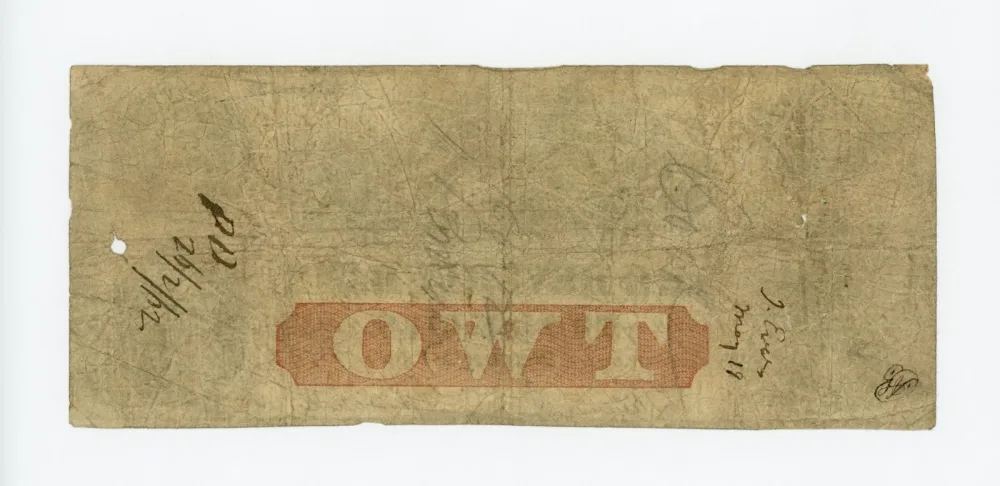 Civil War 1861 $2 New Jersey Bank Note Antique Currency -img-1