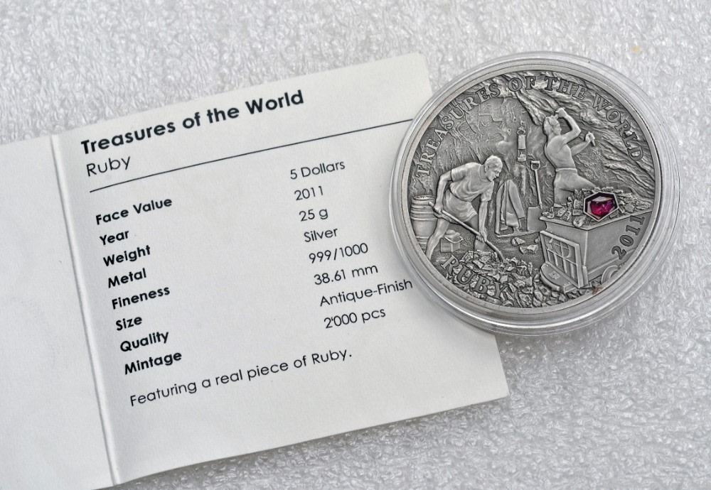 2011 Palau $5 - Treasures of the World - RUBY - 25 grams silver coin-img-1