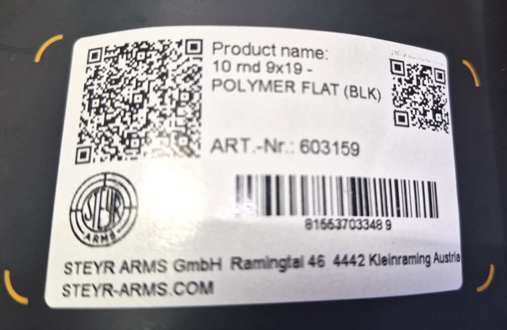 STEYR ATC / ATD  10 round 9MM Magazine Steel w/Polymer Base-img-2