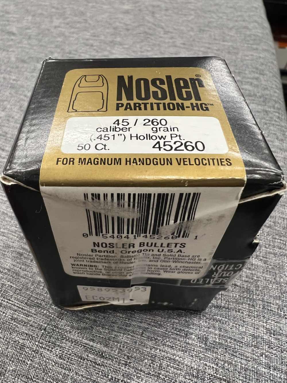 Nosler Partition HG .451 HP 260gr Discontinued 34pc Box-img-2