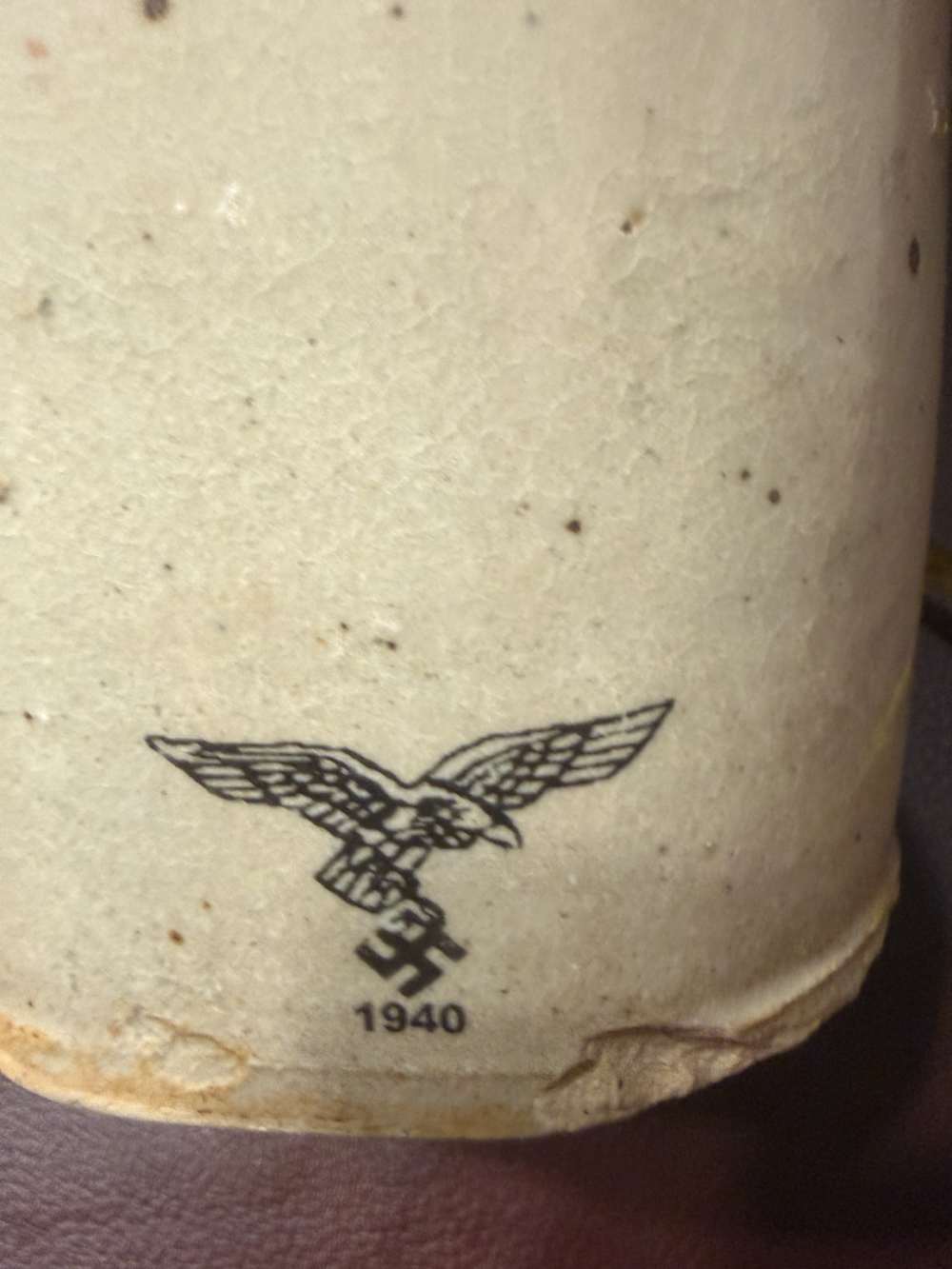 1940 WWII German Luftwaffe Stoneware Bed Warmer Hot Water Bottle Marked-img-1