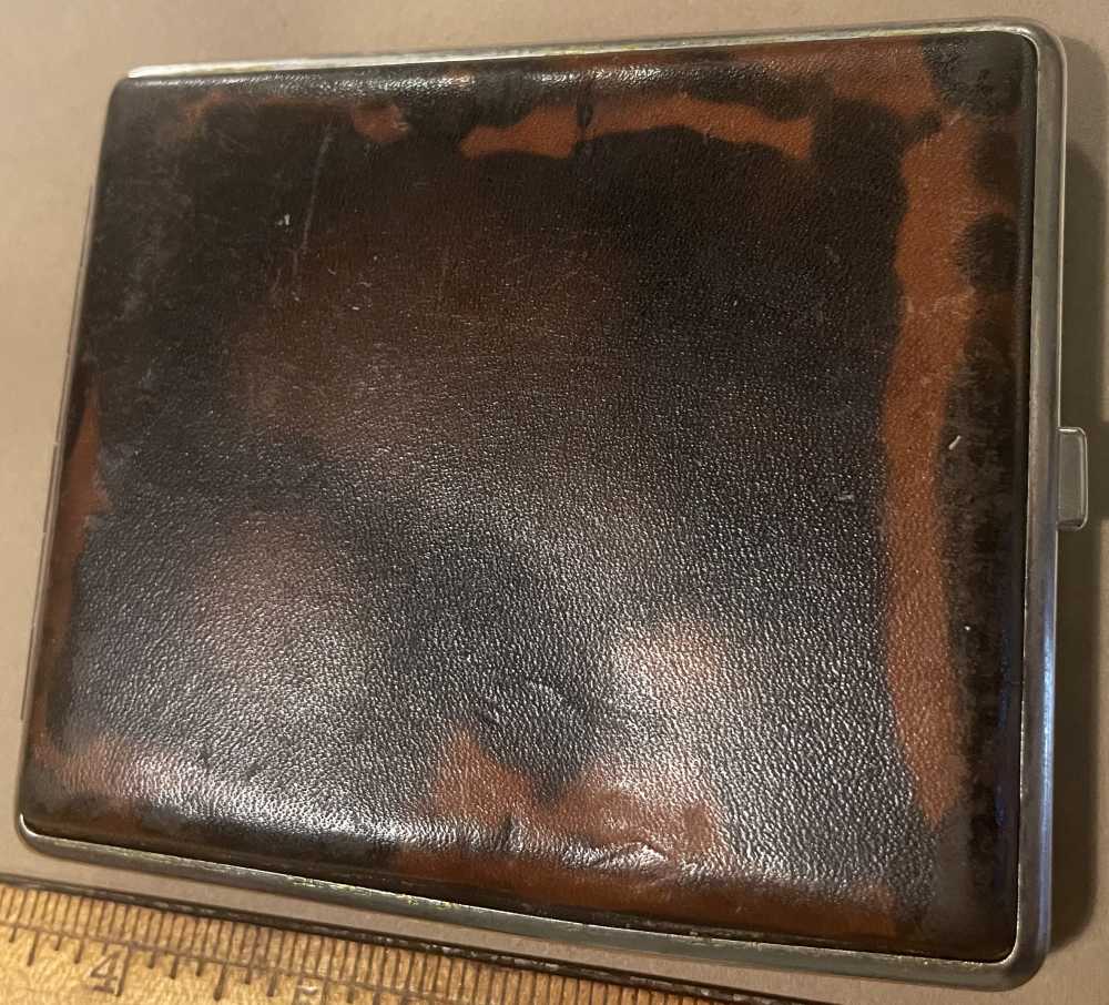 WWII German SS Cigarette Case in Leather  Nederland Souvenir Named-img-5