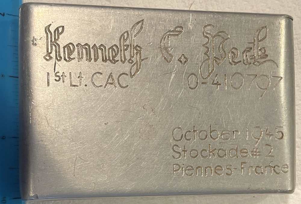 1945 Aluminum Cigarette Case US Trench Art Souvenir France 1945-img-5