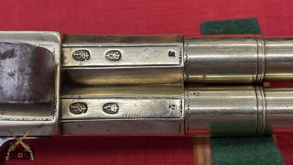 English Double Barrel Brass Frame Flintlock Breechloading Carriage Pistol-img-22