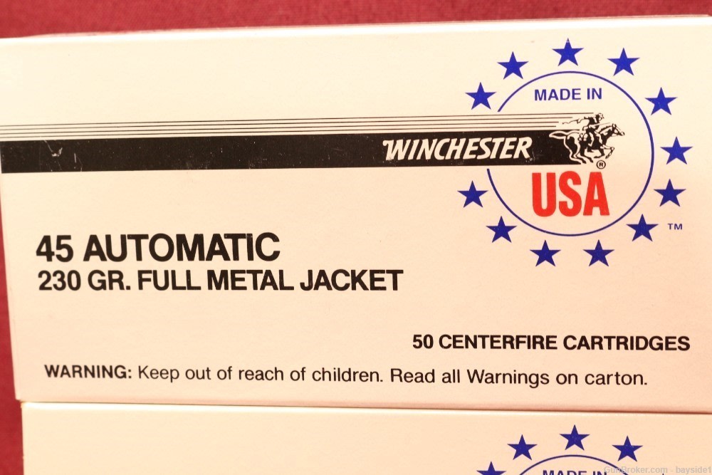 45 ACP Winchester Made 230 Grain Full Metal Jacket 200 Rounds-img-1