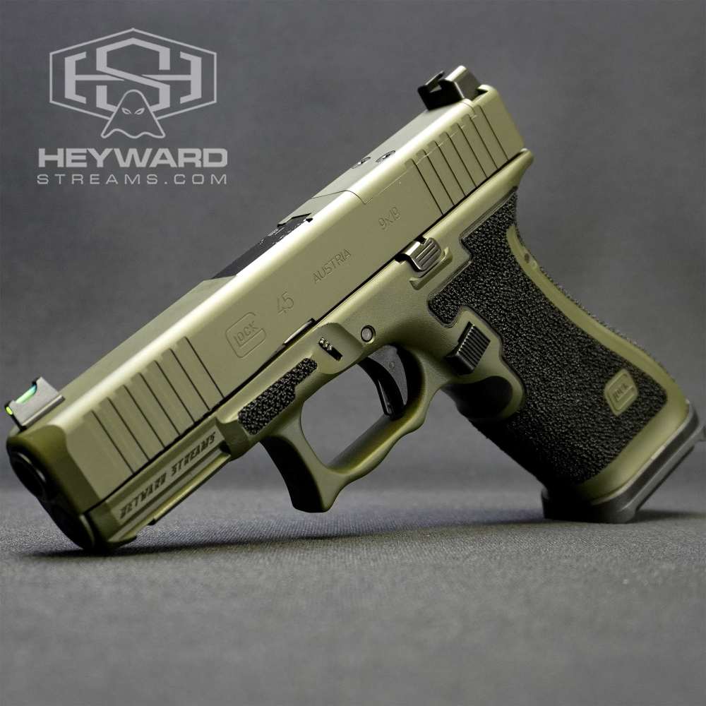 Glock 45 Custom MOS – OD Green Cerakote, Nano X Stippled Frame, 9mm-img-3