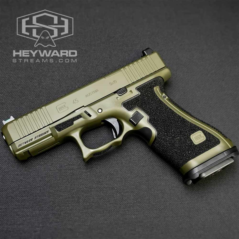  Glock 45 Custom MOS – OD Green Cerakote, Nano X Stippled Frame, 9mm-img-0