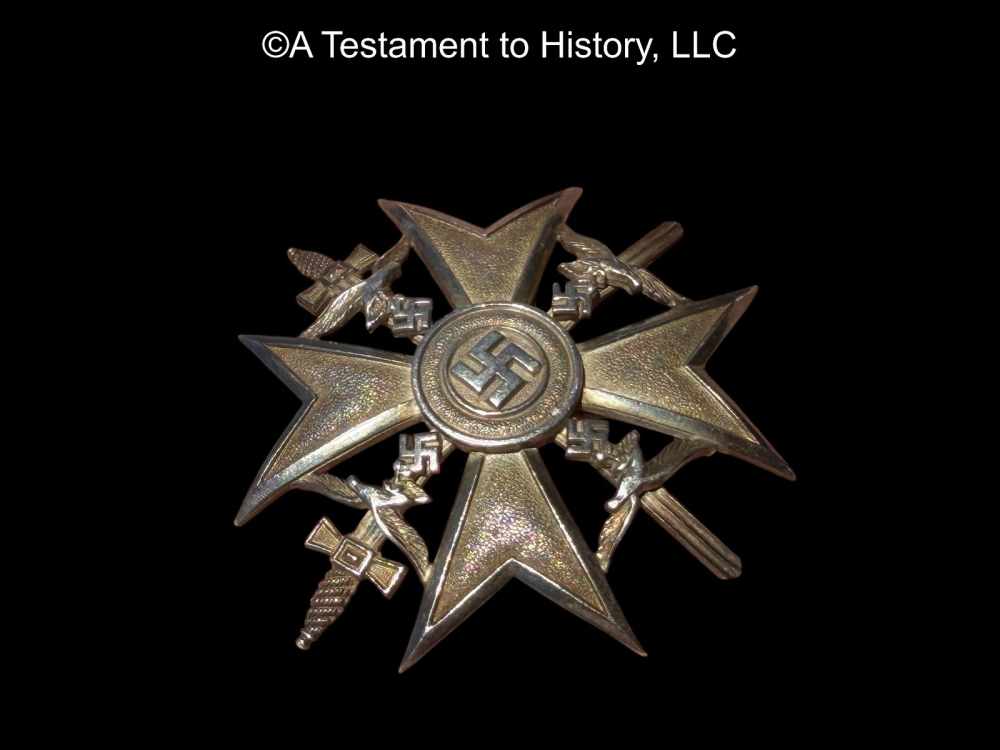 WWII GERMAN- SILVER CONDOR LEGION CROSS WITH SWORDS ORIGINAL WW2 RARE MEDAL-img-2
