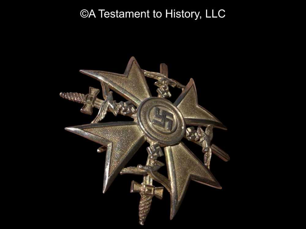 WWII GERMAN- SILVER CONDOR LEGION CROSS WITH SWORDS ORIGINAL WW2 RARE MEDAL-img-3