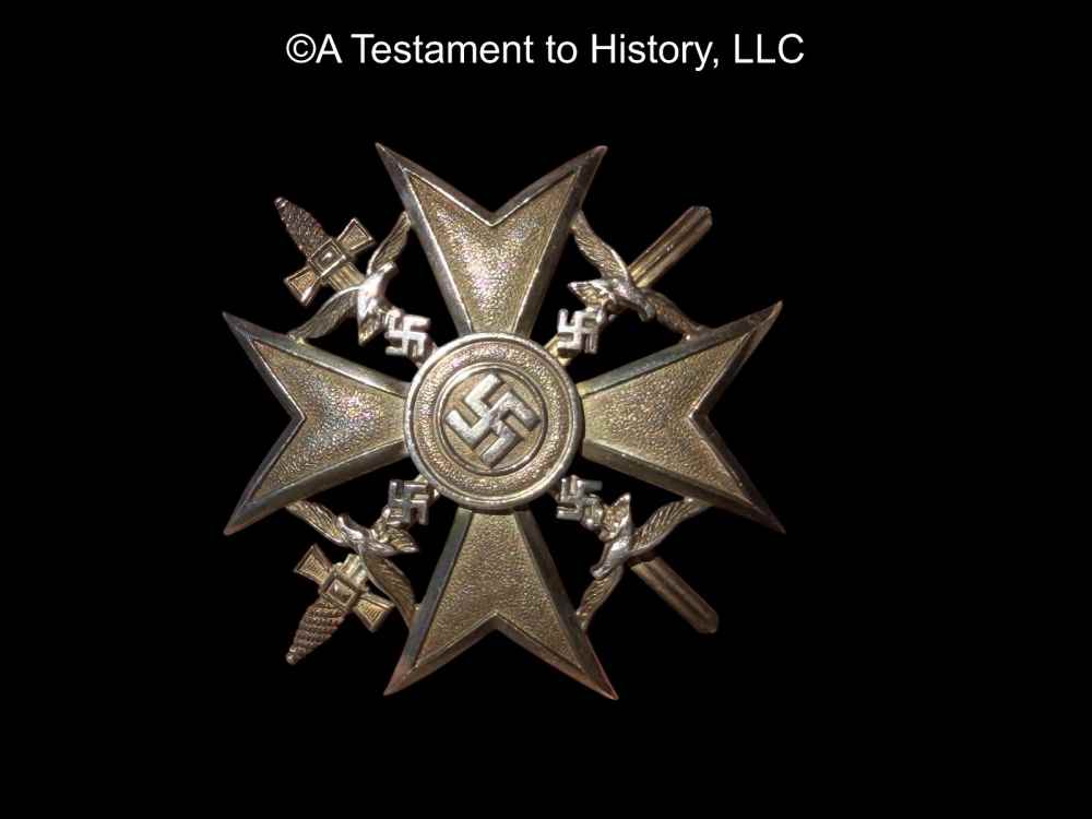 WWII GERMAN- SILVER CONDOR LEGION CROSS WITH SWORDS ORIGINAL WW2 RARE MEDAL-img-0