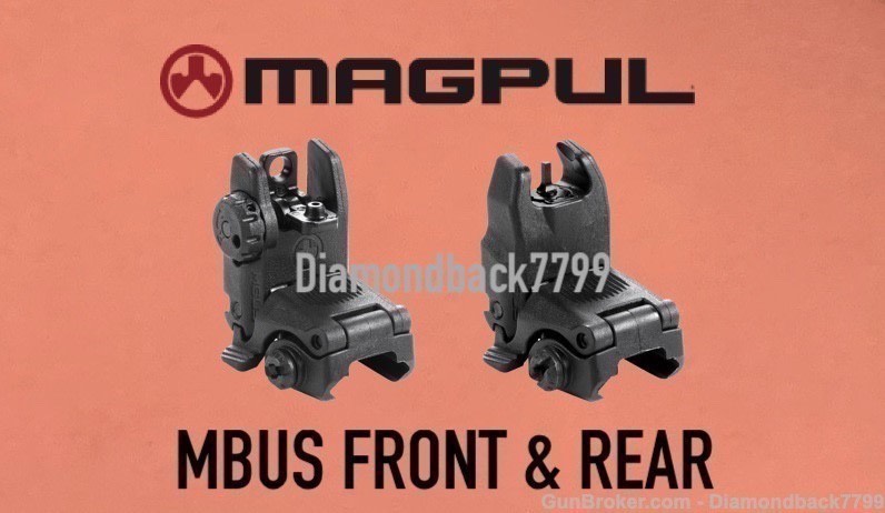 MAGPUL MBUS Front & Rear Back-Up Sights BLACK for AR-15 M4 M16 & Variants-img-0