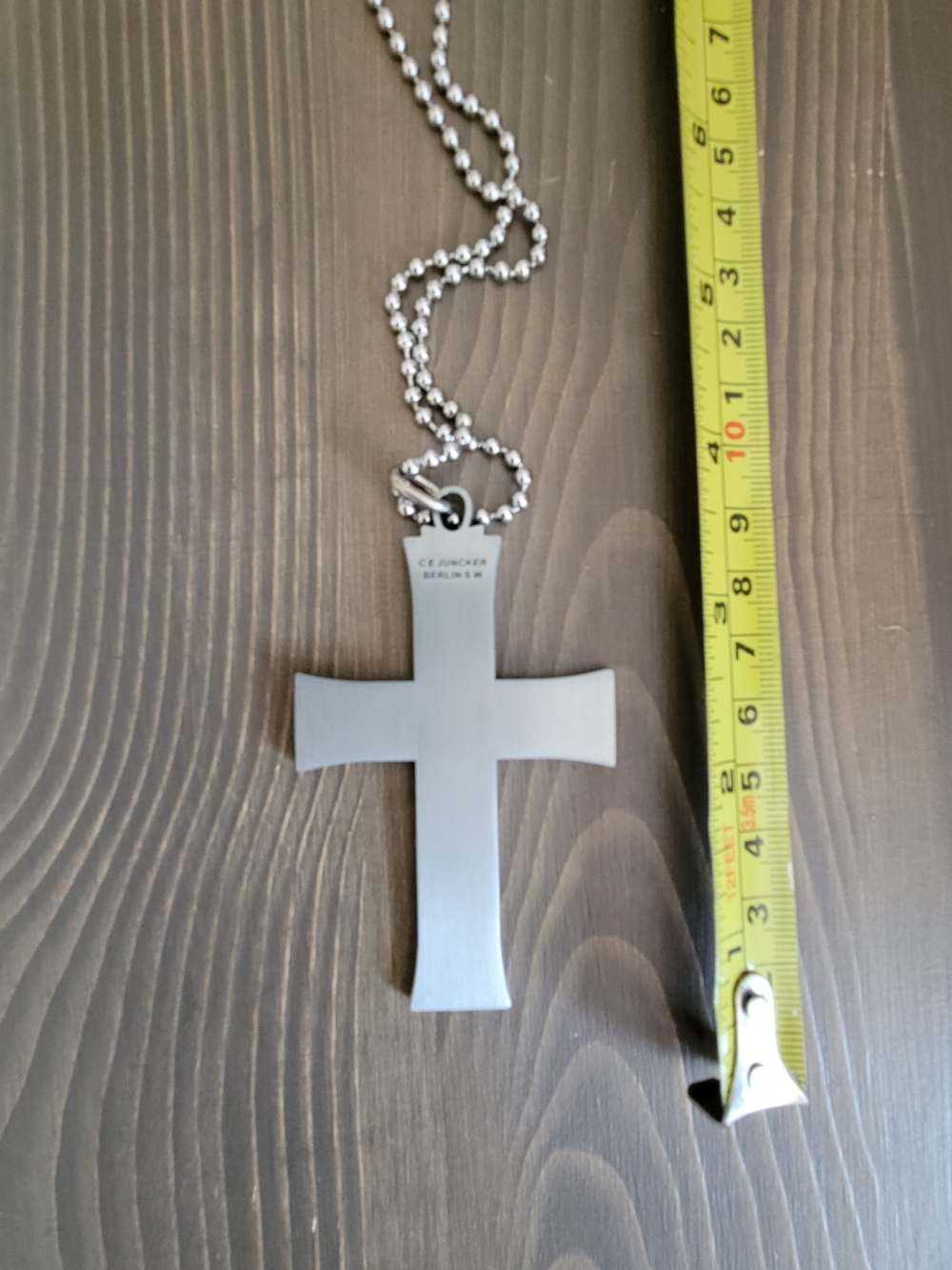 Post WWII German Nickle Protestant Crucifix by CE Juncker Berlin S W-img-3