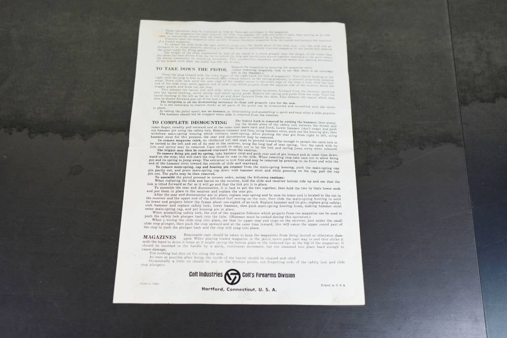 Colt Government Model .45 ACP – 1969 Production – Box, Manual & Grips-img-45
