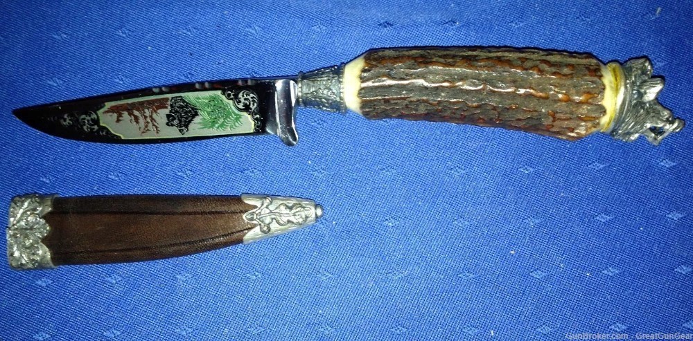Sollingen Hunting Fixed Blade Stag Knife Handcrafted & Sheath - Germany-img-0