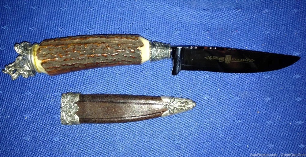 Sollingen Hunting Fixed Blade Stag Knife Handcrafted & Sheath - Germany-img-1
