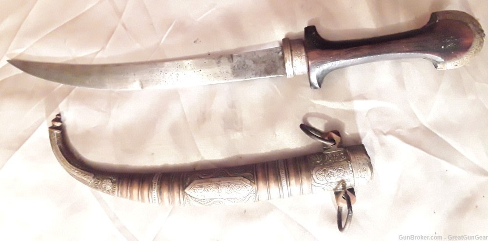 Antique Arab Islamic Koummya Khanjar Jambiya Handmade Knife Dagger&Scabbard-img-0