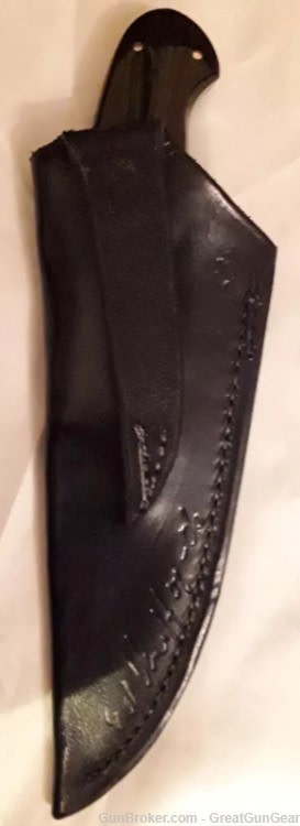 Ed VanHoy Custom Knives Buffalo Hunter Fixed Blade Damascus Knife & Sheath-img-5