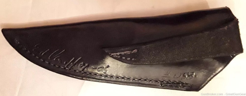 Ed VanHoy Custom Knives Buffalo Hunter Fixed Blade Damascus Knife & Sheath-img-6