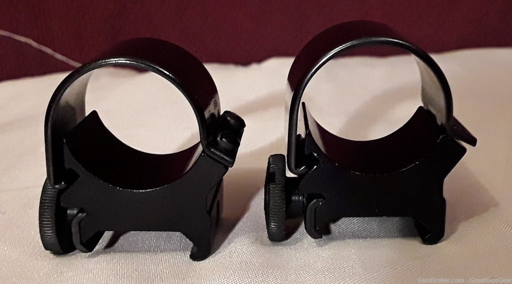 1 Pair Vintage Weaver Detachable Top Mount Scope Rings Gloss Black 1" High-img-0