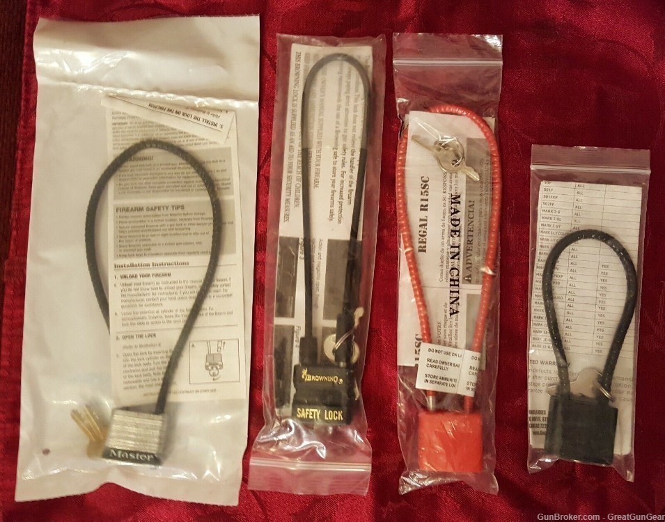 Browning Regal Savage Arms Master Lock Firearm Gun Safety Locks Lot of 4-img-0
