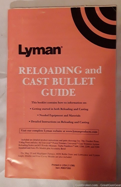 Lyman Reloading and Cast Bullet Guide Manual Booklet-img-0