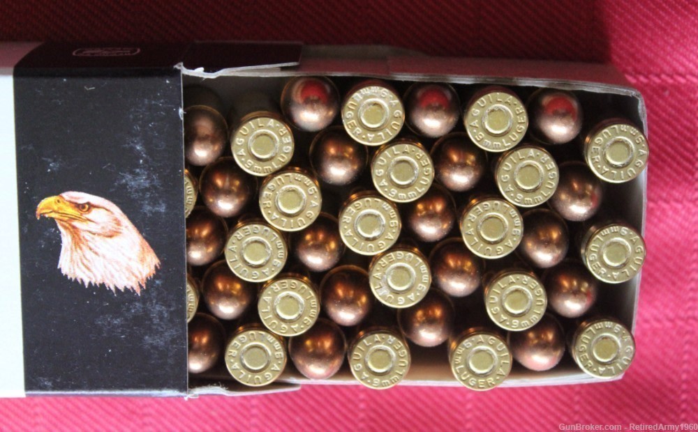 50 Rd, 124gr. Aguilla Luger 9MM Ammo FMJ, RN Ammunition-img-5