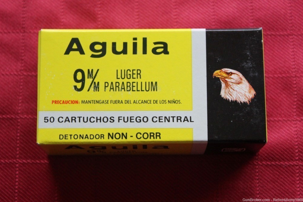 50 Rd, 124gr. Aguilla Luger 9MM Ammo FMJ, RN Ammunition-img-0