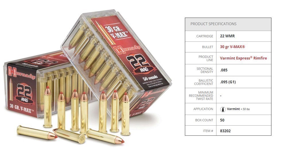 Hornady Varmint Express 22 WMR Win. Mag 30 gr. V Max Ready to ship-img-0