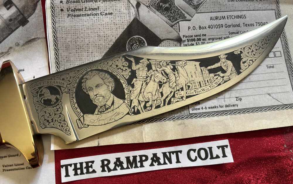 The Samuel Colt Bowie Collectors Knife Aurum Etchings New Condition-img-2