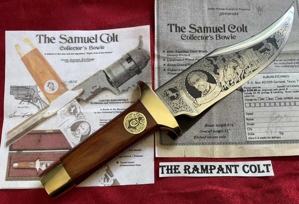 The Samuel Colt Bowie Collectors Knife Aurum Etchings New Condition-img-0