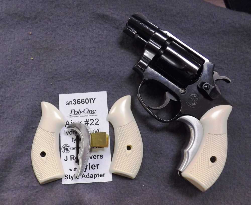 Ajax cpy Ivory Grips & Tyler T-grip style Adapter S&W J Revolvers 36 60 642-img-0