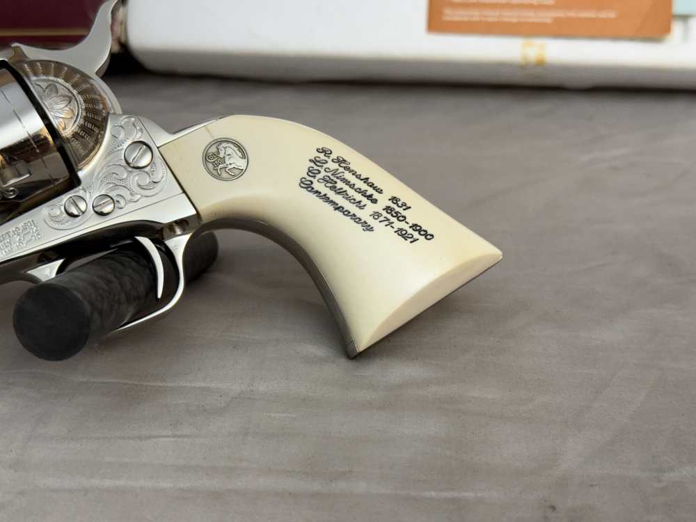 LNIB 1988 Colt SAA Engraving Sampler .45colt Ivory Grips Nickel Finish-img-1