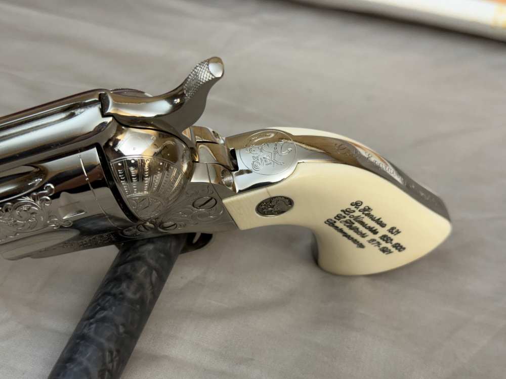 LNIB 1988 Colt SAA Engraving Sampler .45colt Ivory Grips Nickel Finish-img-6