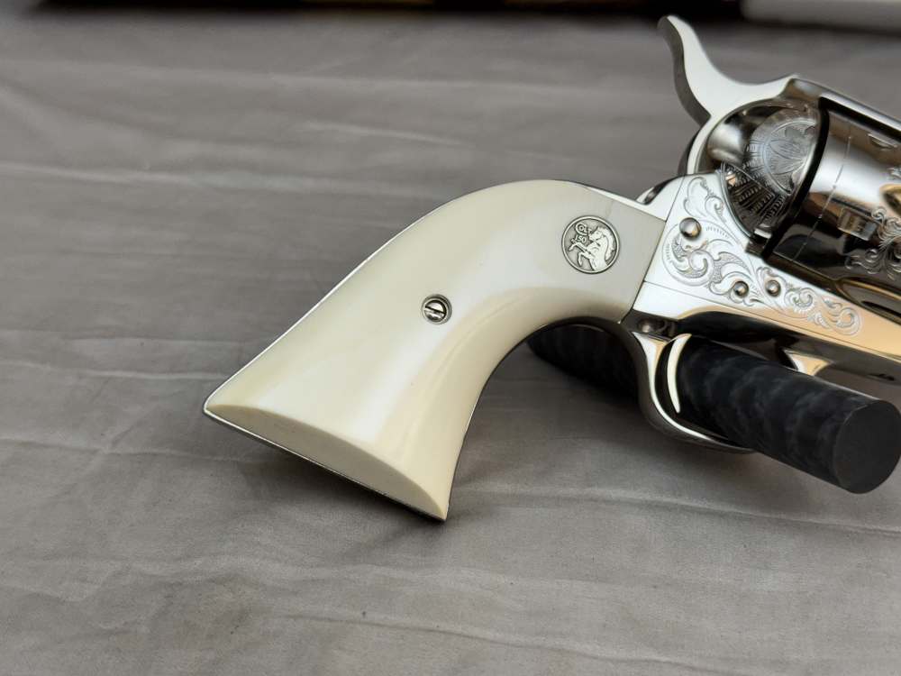 LNIB 1988 Colt SAA Engraving Sampler .45colt Ivory Grips Nickel Finish-img-9