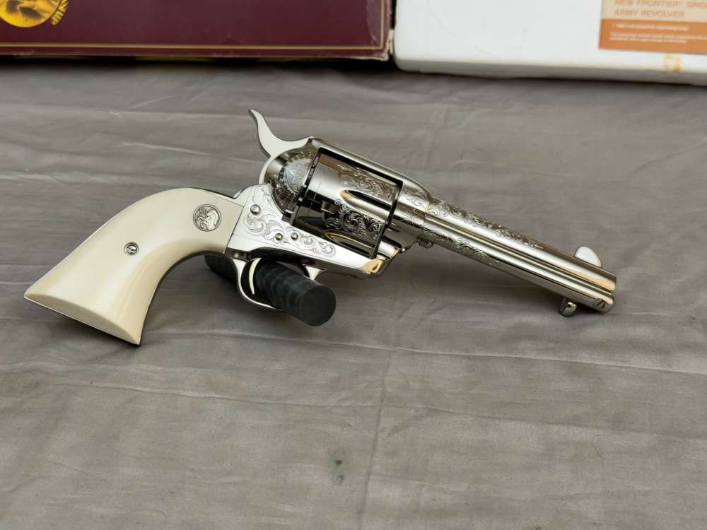 LNIB 1988 Colt SAA Engraving Sampler .45colt Ivory Grips Nickel Finish-img-8