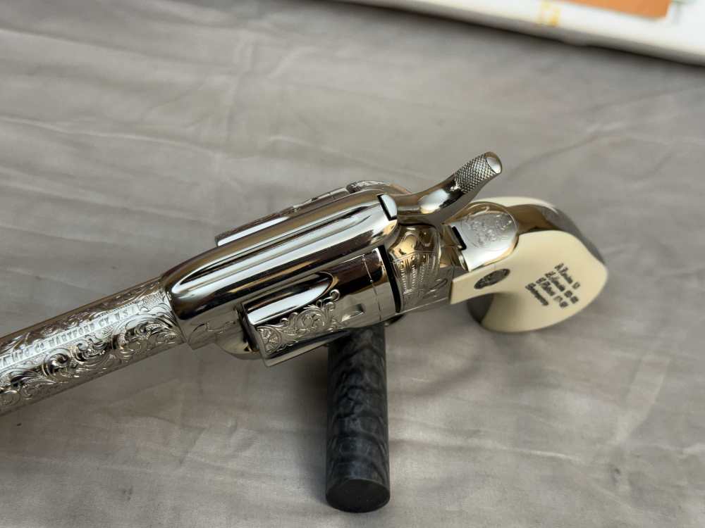 LNIB 1988 Colt SAA Engraving Sampler .45colt Ivory Grips Nickel Finish-img-5