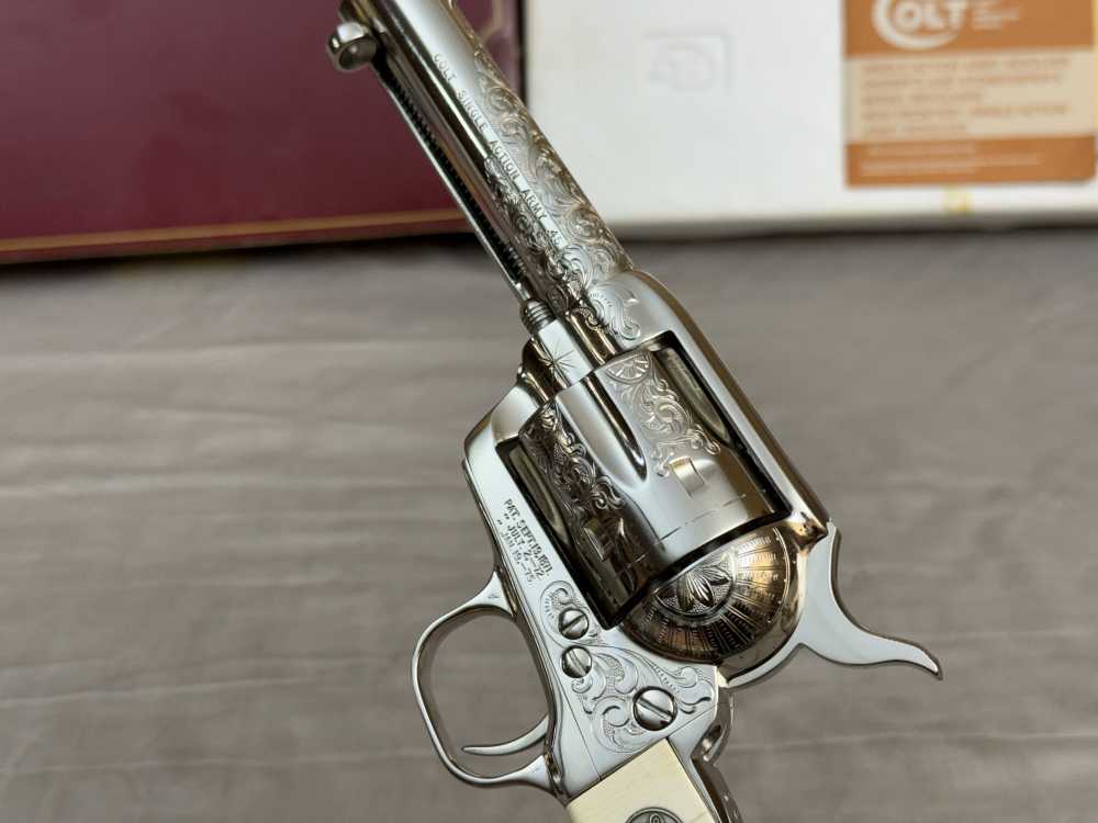 LNIB 1988 Colt SAA Engraving Sampler .45colt Ivory Grips Nickel Finish-img-20